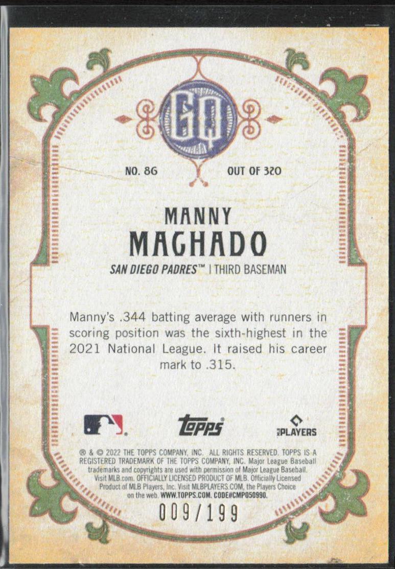 Manny Machado 2022 Topps Gypsy Queen #86 Turquoise #/199