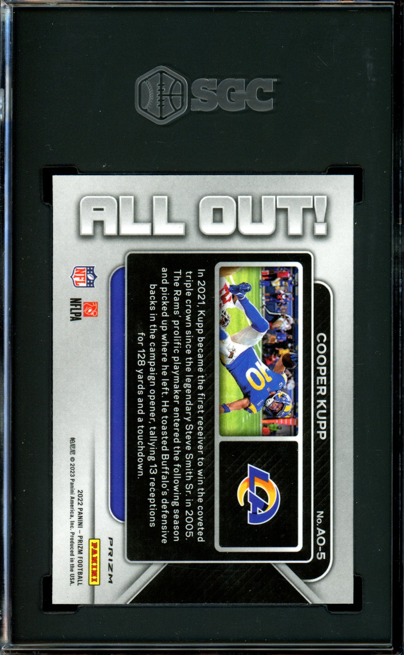 Cooper Kupp 2022 Panini Prizm #AO-5 All Out! Prizms Silver SGC 9.5