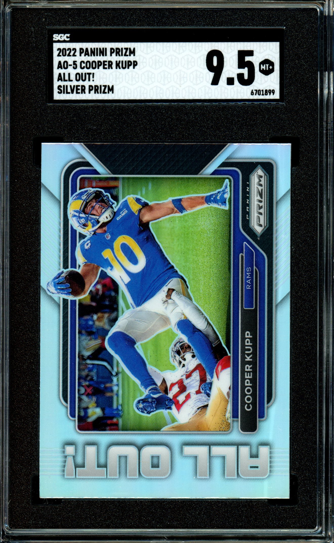 Cooper Kupp 2022 Panini Prizm #AO-5 All Out! Prizms Silver SGC 9.5