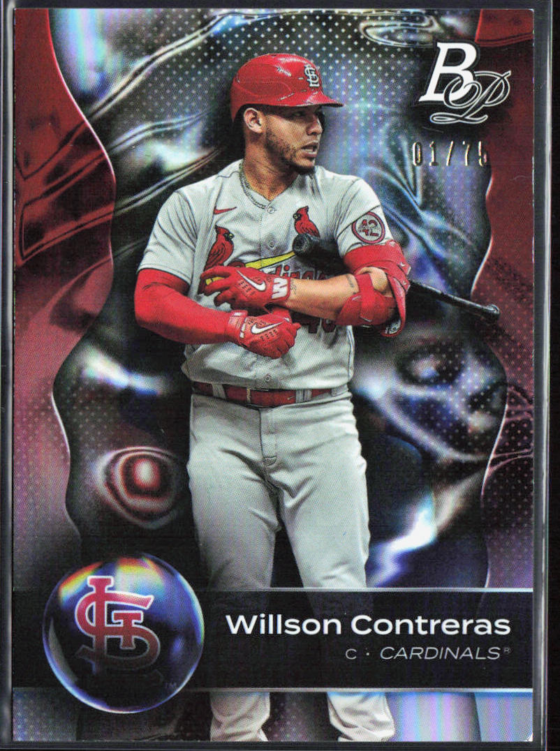 Willson Contreras 2023 Bowman Platinum #71 Platinum Bar Foil #/75