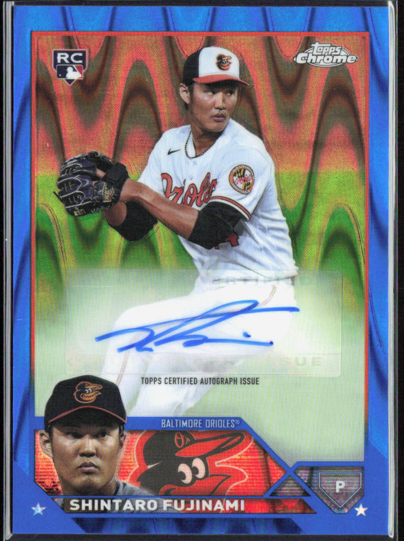 Shintaro Fujinami 2023 Topps Chrome Update #AC-SF Autographs Blue RayWave #/150