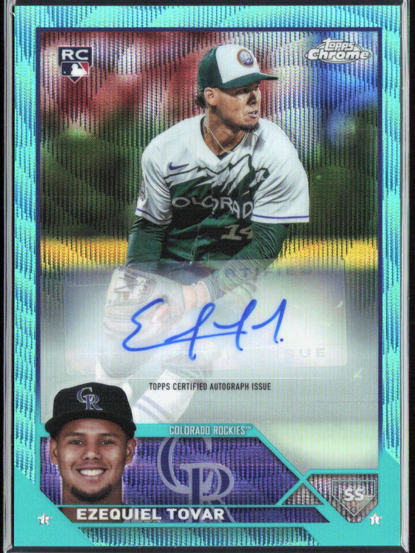 Ezequiel Tovar 2023 Topps Chrome Update #AC-ET Autographs Aqua Wave #/199