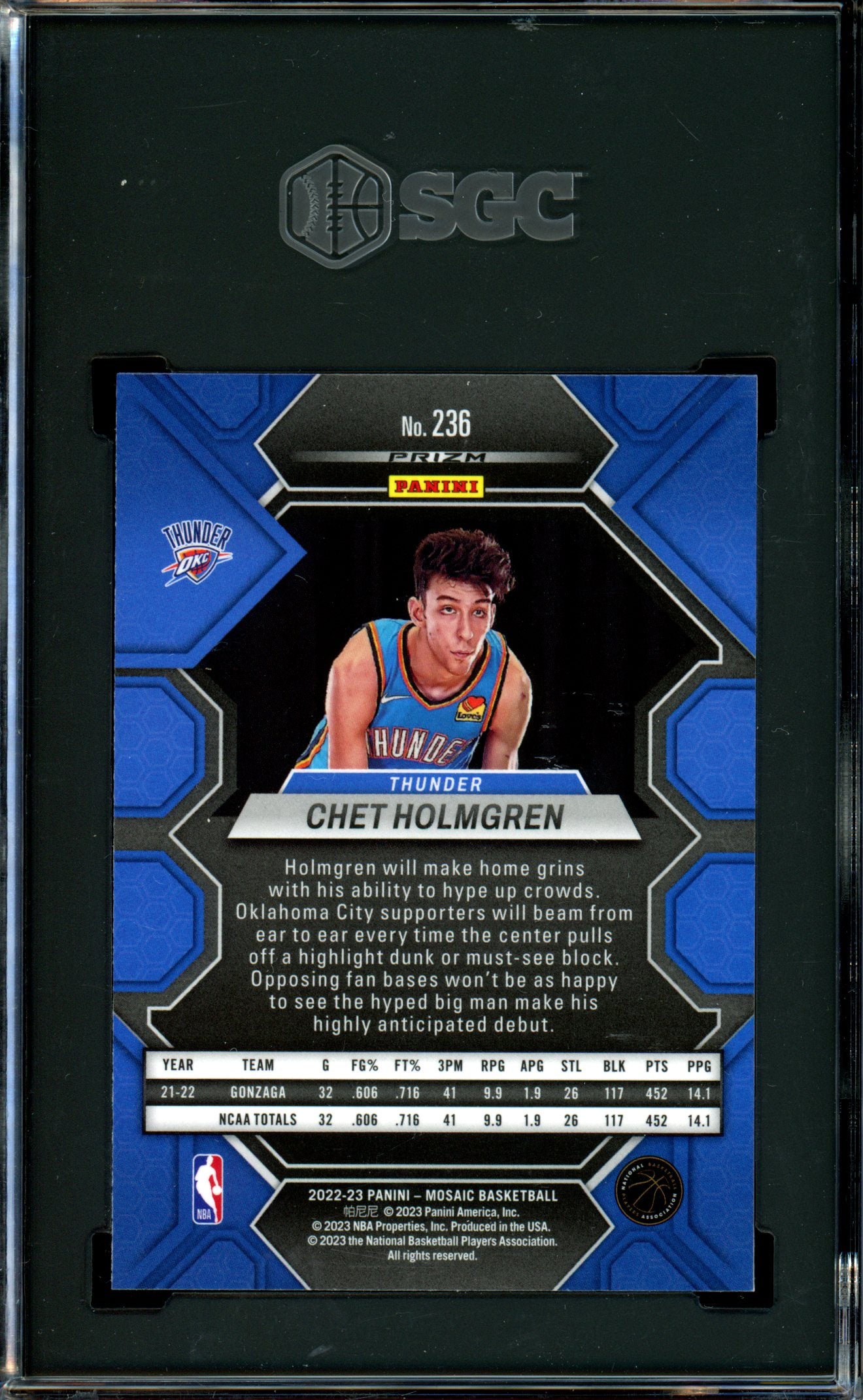 Chet Holmgren 2022-23 Panini Mosaic #236 Green SGC 9