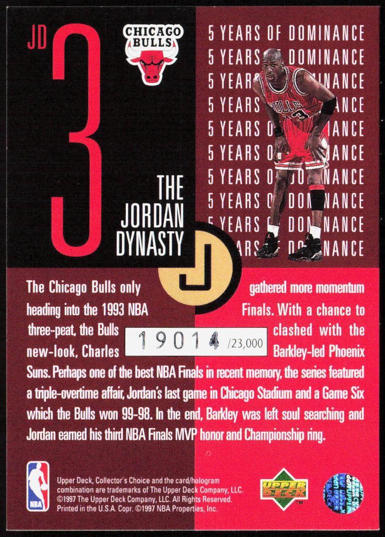 Michael Jordan 1997-98 Collector's Choice #JD3 The Jordan Dynasty #/23000