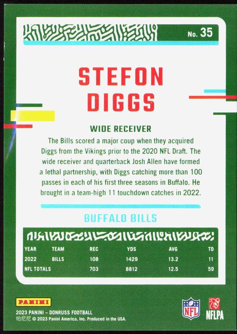 Stefon Diggs 2023 Donruss #35 Press Proof Gold #/50