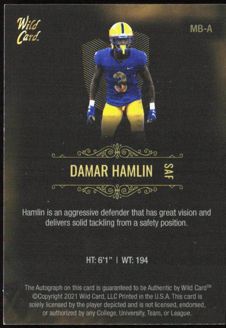 Damar Hamlin 2021 Wild Card Matte #MB-A Autographs