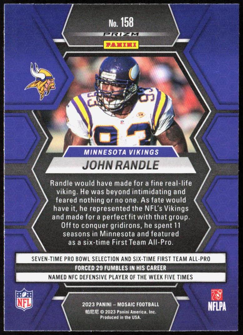 John Randle 2023 Panini Mosaic #158 Genesis Mosaic