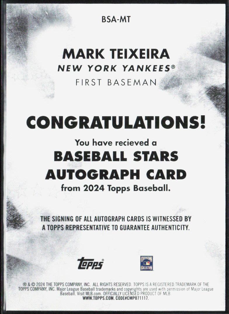 Mark Teixeira 2024 Topps #BSA-MT Baseball Stars Autographs