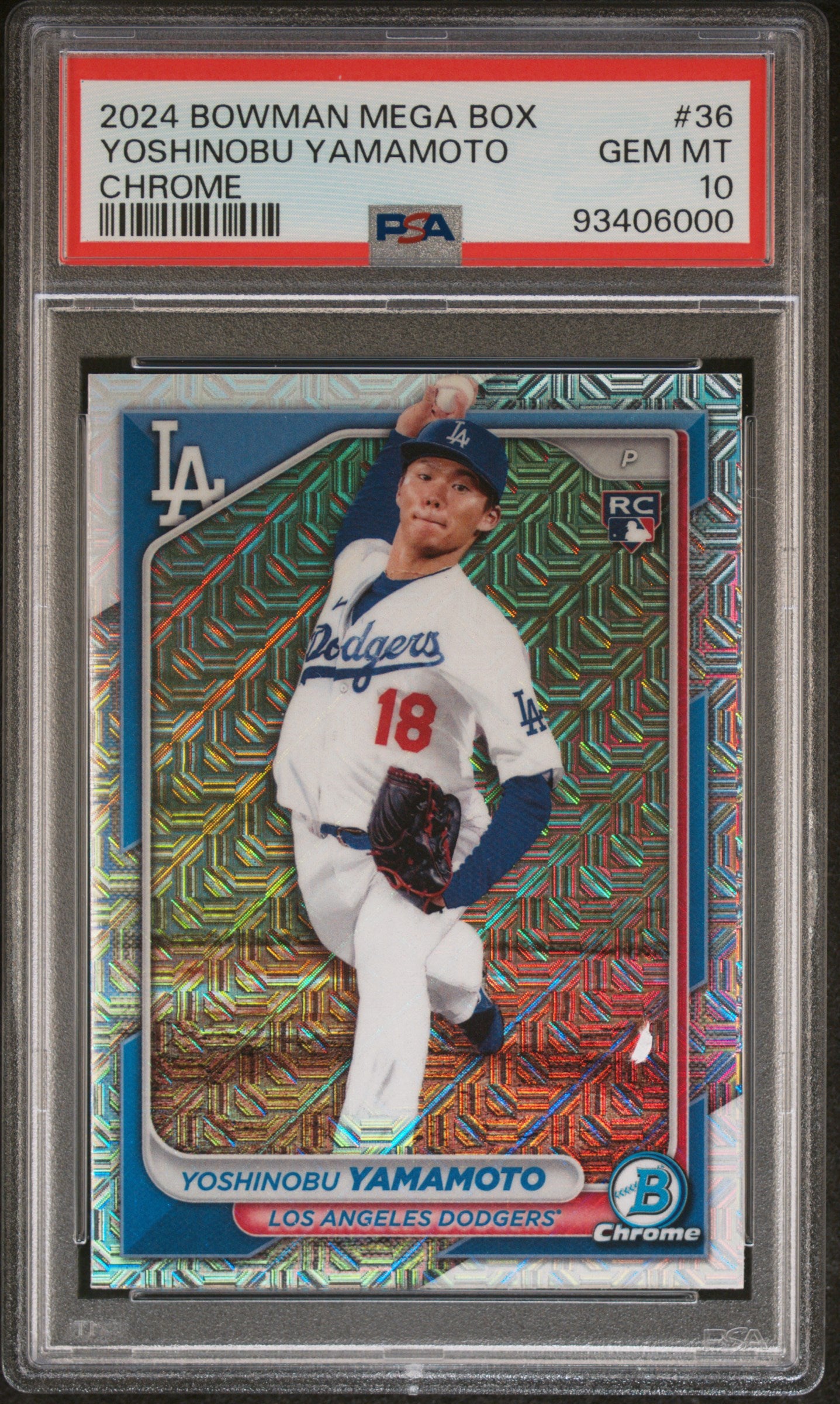 Yoshinobu Yamamoto 2024 Bowman Mega Box Chrome #36 PSA 10