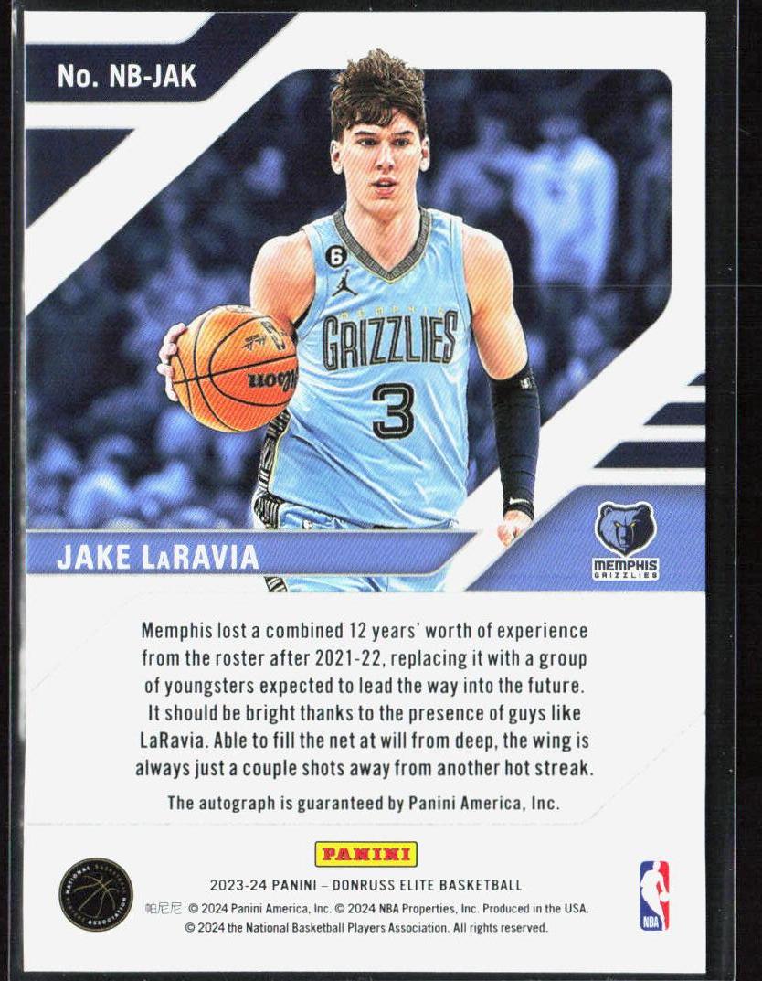 Jake LaRavia 2023-24 Donruss Elite #NB-JAK New Breed Autographs Red #/49