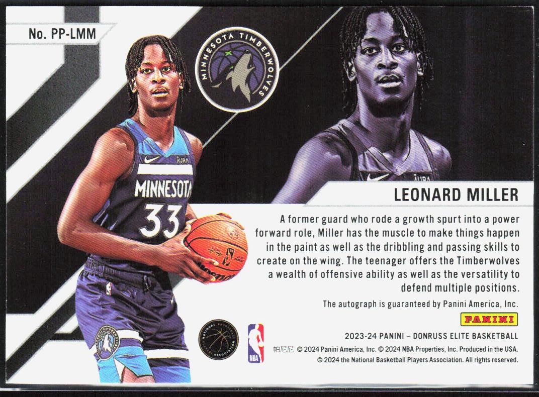 Leonard Miller 2023-24 Donruss Elite #PP-LMM Pen Pals Red #/49