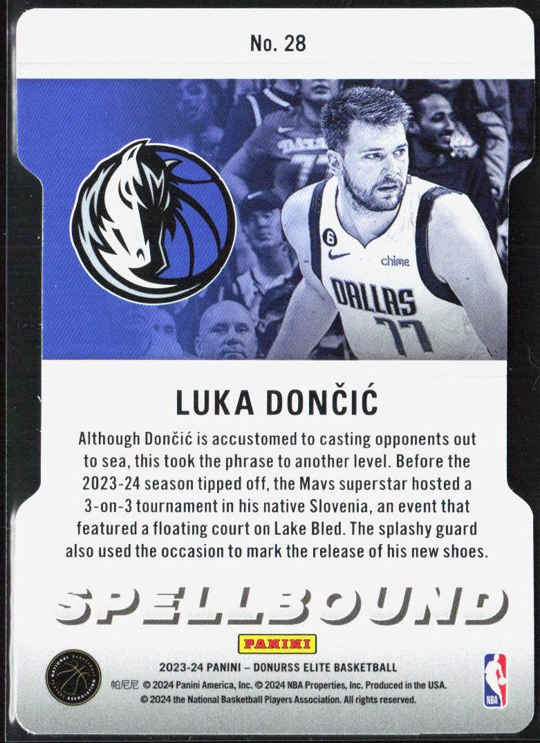 Luka Doncic 2023-24 Donruss Elite #28 Spellbound Orange Die Cut