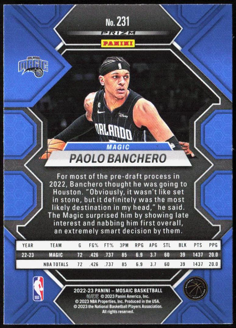 Paolo Banchero 2022-23 Panini Mosaic #231 Green