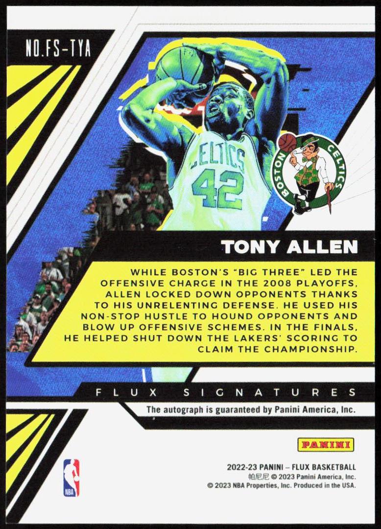 Tony Allen 2022-23 Panini Flux #FS-TYA Flux Signatures