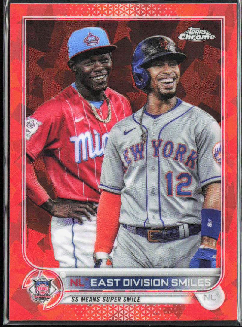 NL East Division Smiles 2022 Topps Chrome Sapphire Edition #98 Red /25