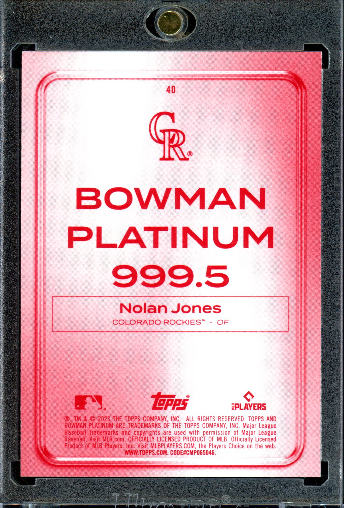 Nolan Jones 2023 Bowman Platinum #40 Red Platinum Bar Foil #/5