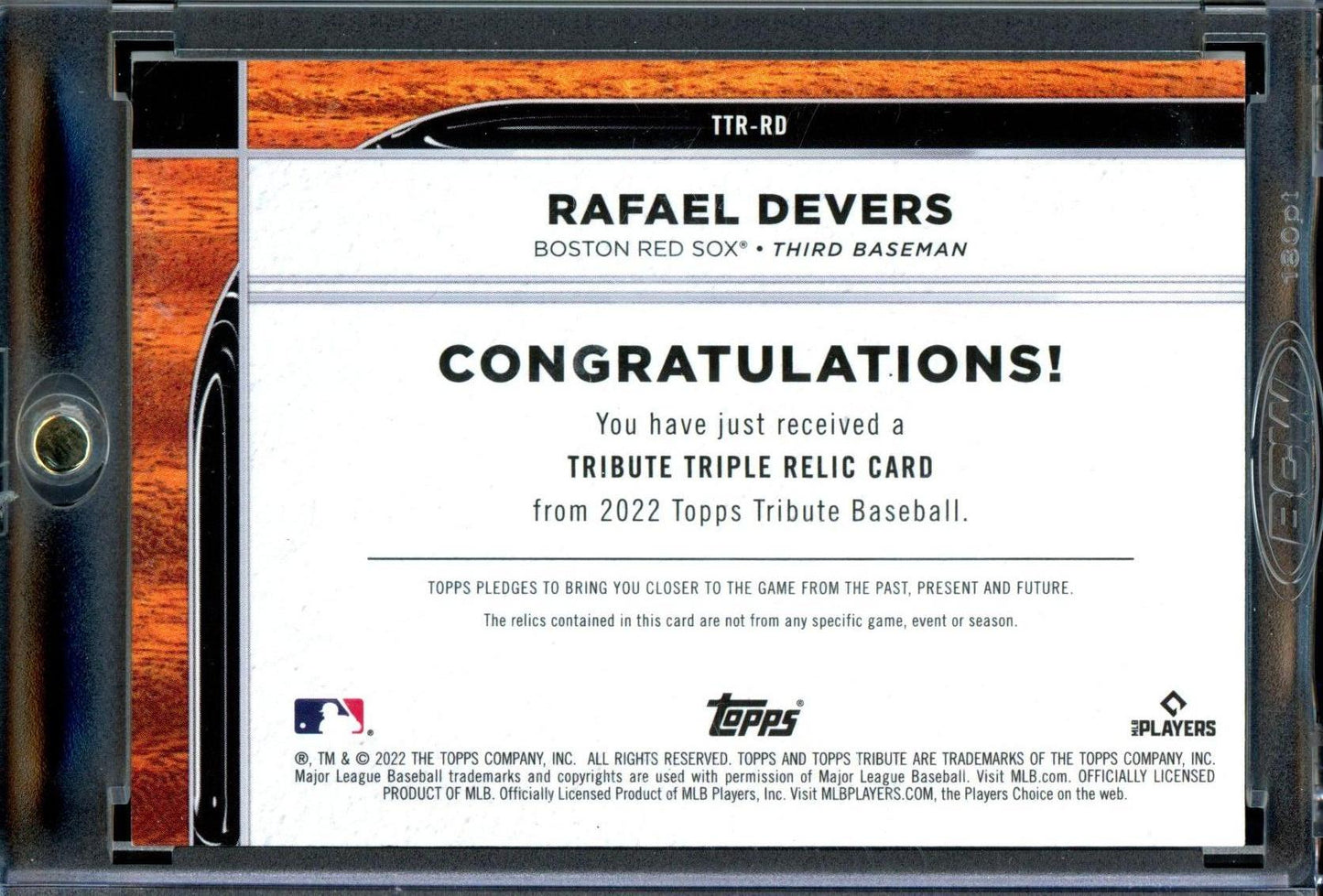 Rafael Devers 2022 Topps Tribute #TTR-RD Tribute Triple Relics #/199