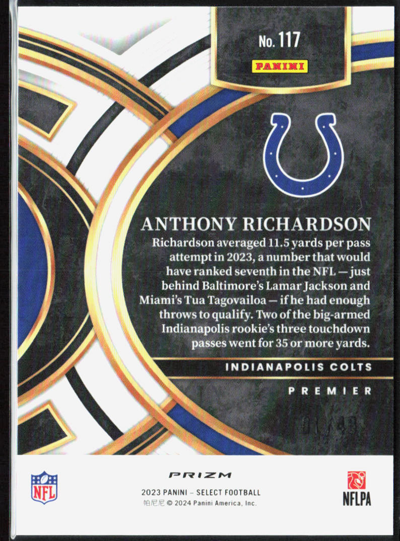 Anthony Richardson 2023 Panini Select #117 Disco Red Prizms #/49