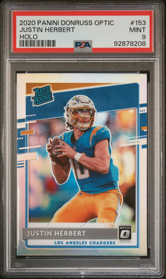 Justin Herbert 2020 Panini Donruss Optic #153 Holo PSA 9