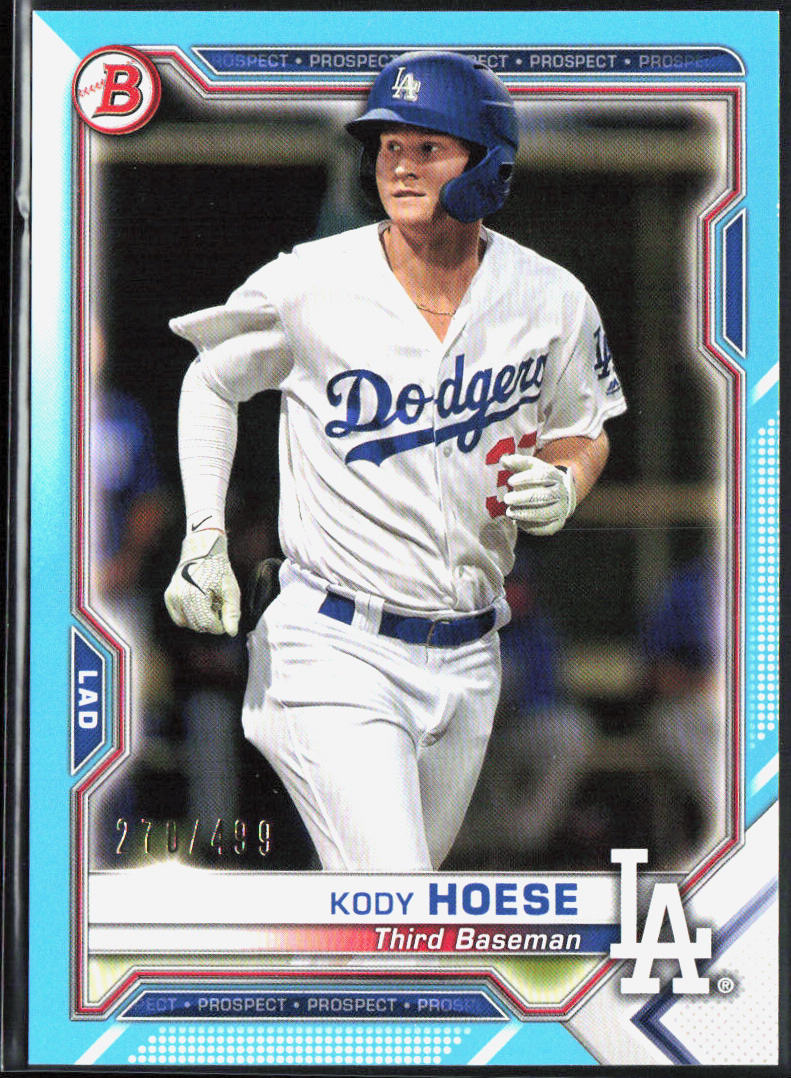 Kody Hoese 2021 Bowman #BP-39 Prospects Sky Blue #/499