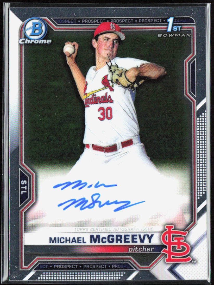 Michael McGreevy 2021 Bowman Draft #CDA-MMCG Chrome Draft Pick Autographs