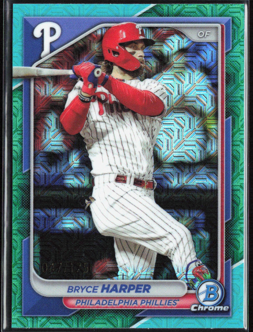 Bryce Harper 2024 Bowman #37 Aqua Refractors #/125