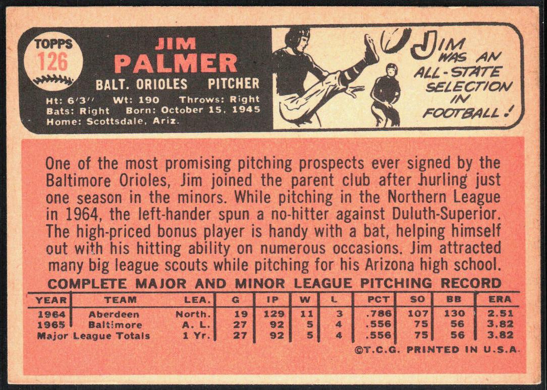 Jim Palmer 1966 Topps #126