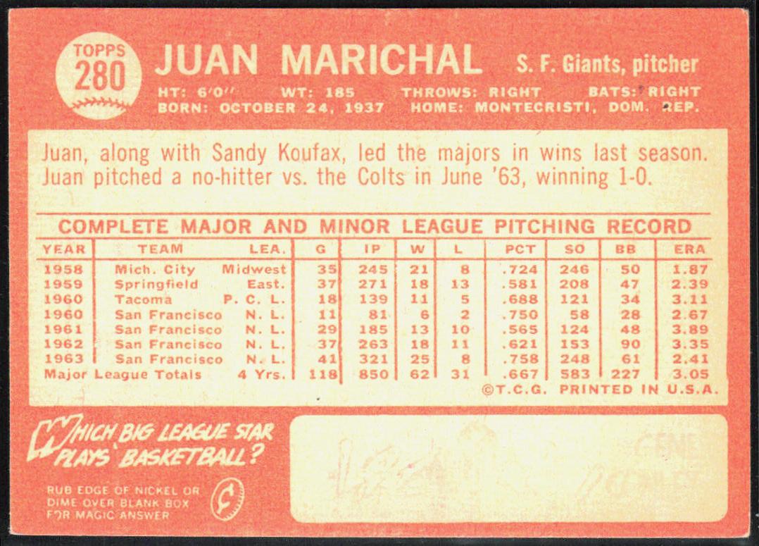 Juan Marichal 1964 Topps #280