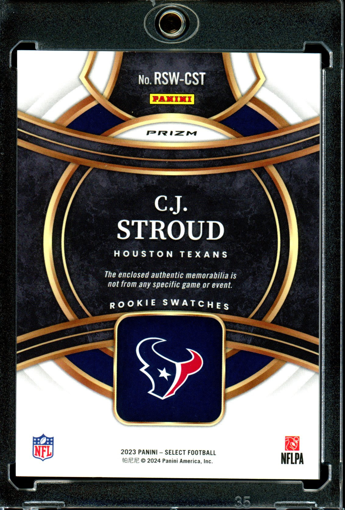 C.J. Stroud 2023 Panini Select #RSW-CST Rookie Swatches Red Prizm