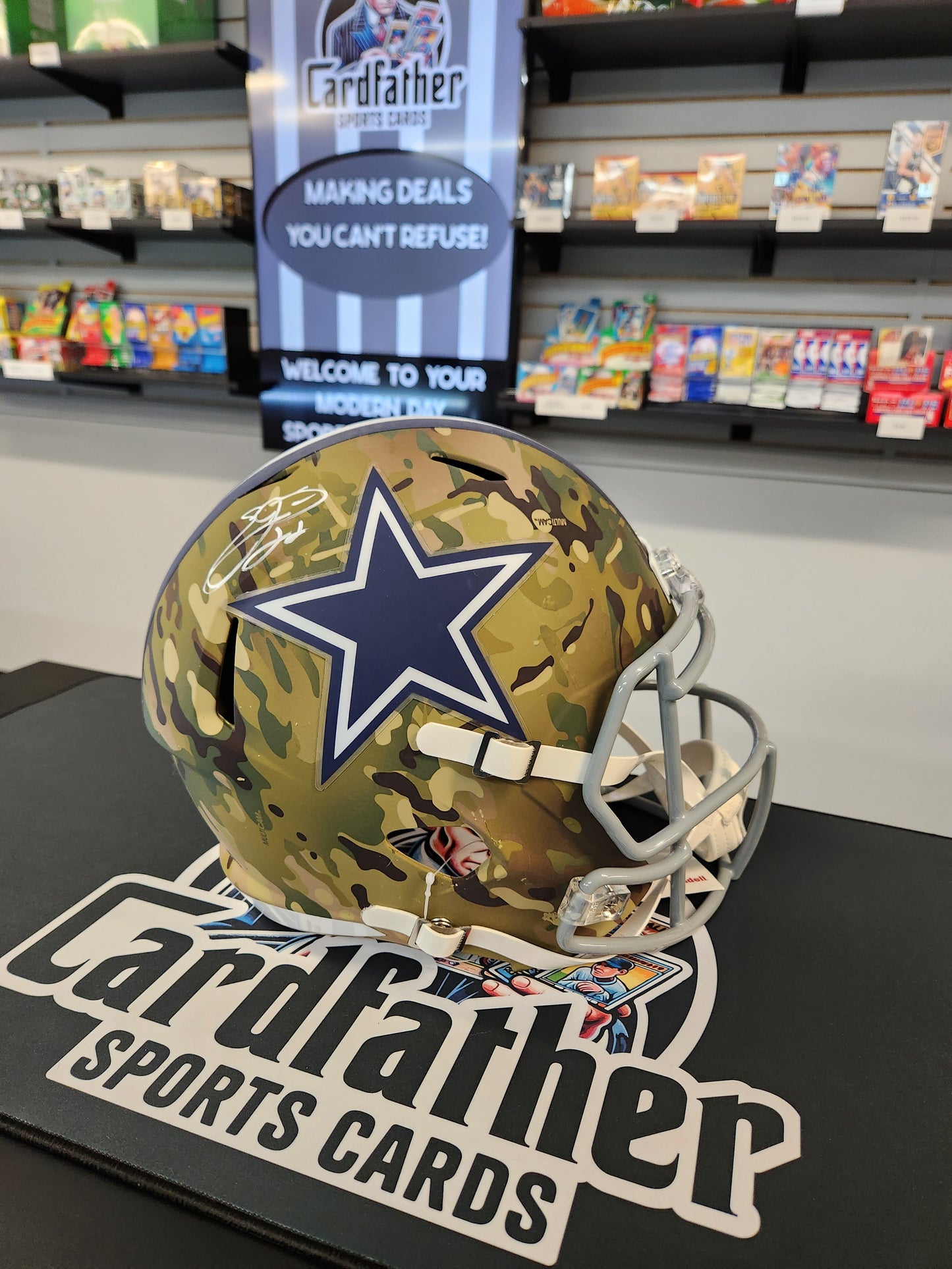 EMMITT SMITH SIGNED COWBOYS FS CAMO SPEED HELMET (Radtke)