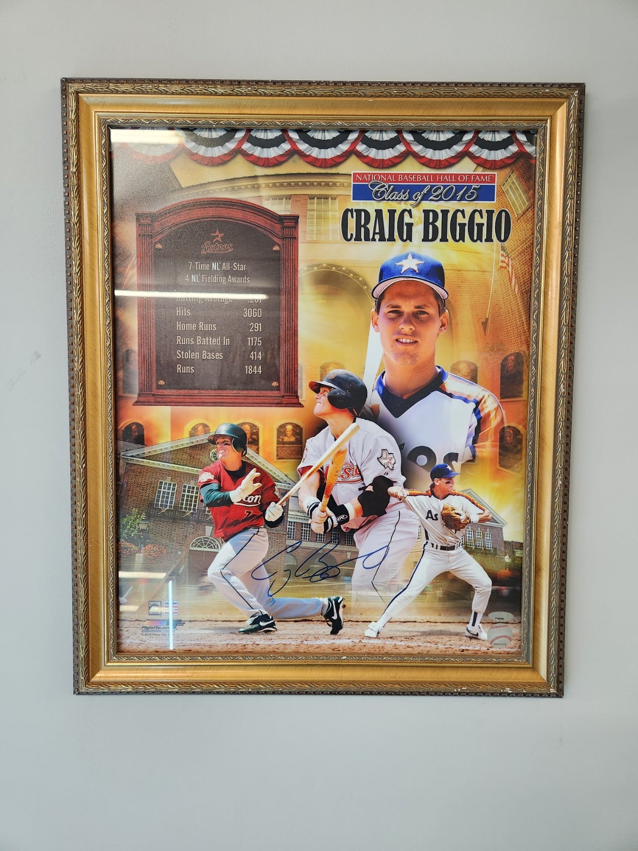 Craig Biggio Autograph Wall Art National Baseball Hall Of Fame 2015