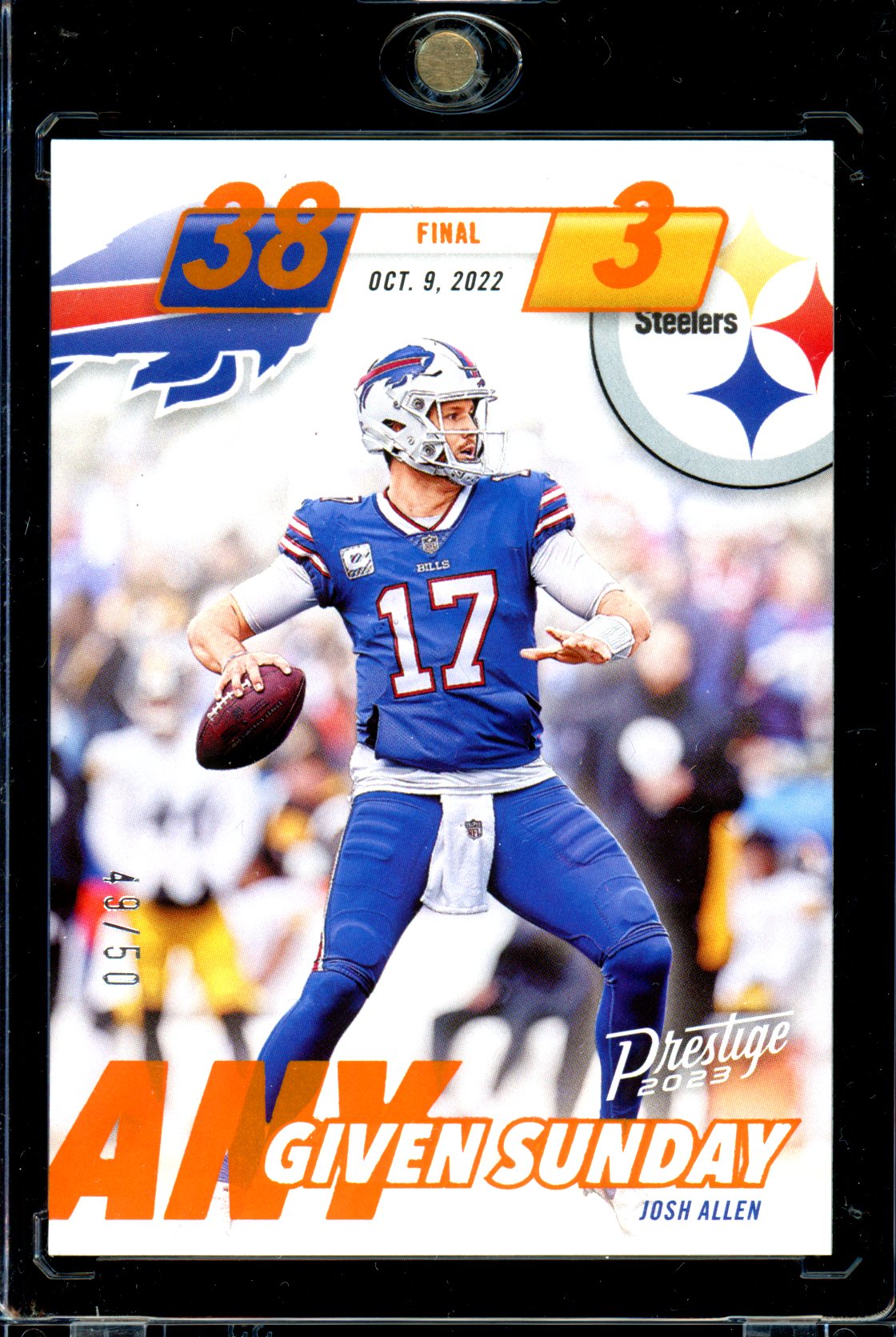 Josh Allen 2023 Panini Prestige #AGS-5 Any Given Sunday Xtra Points Orange #/50