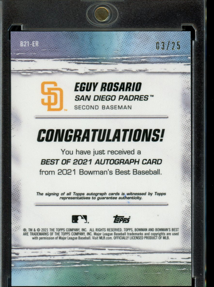 2021 Bowman's Best Eguy Rosario Atomic Refractor /25 Auto Autograph Rookie RC