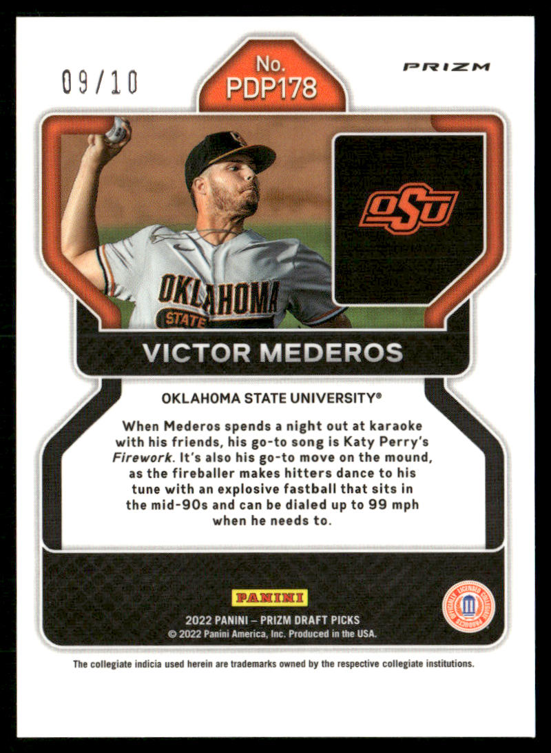 2022 Panini Prizm Draft Picks #PDP178 Victor Mederos Gold #/10