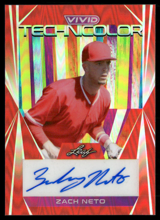 2022 Leaf Vivid #T-ZN1 Zach Neto Technicolor Red Autographs