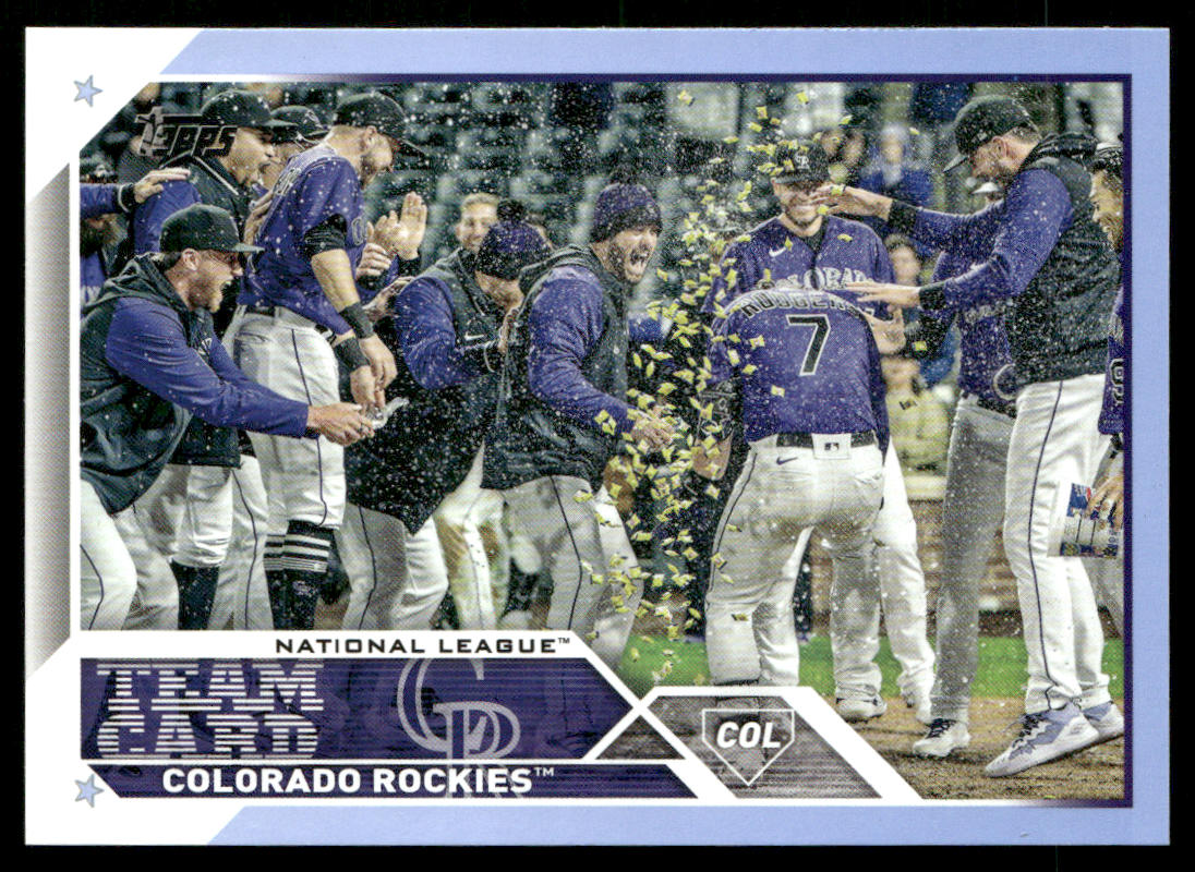 2023 TOPPS SERIES 2 COLORADO ROCKIES TEAM CARD /50 BLUE  #445