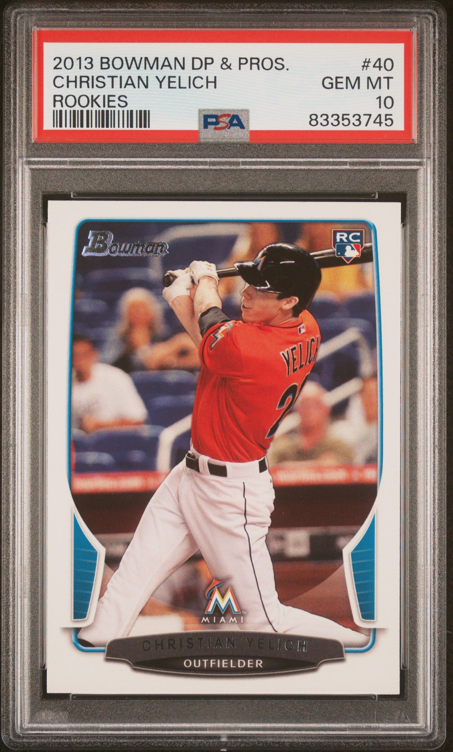 2013 Bowman Draft Picks & Prospects Rookies #40 Christian Yelich Rookies PSA 10