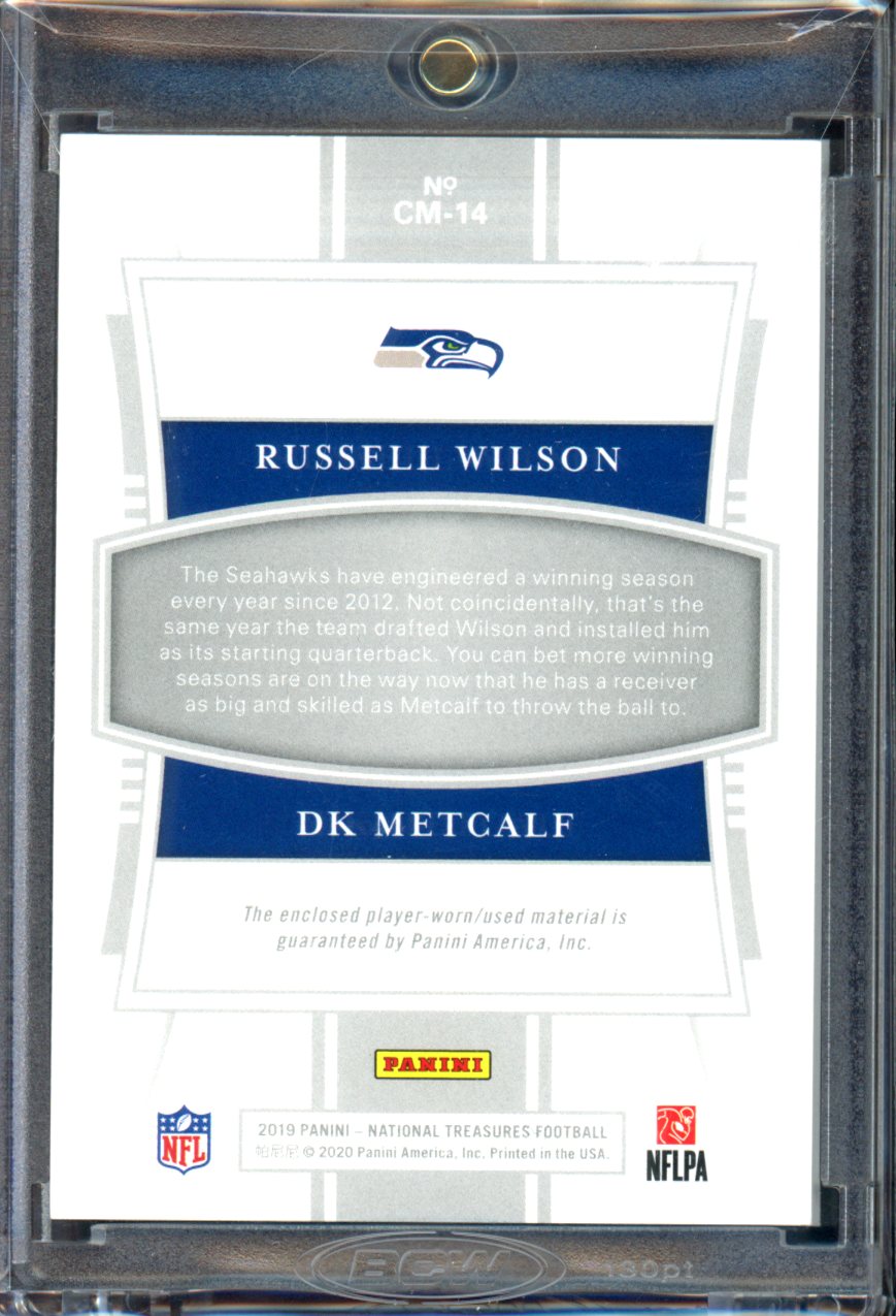 2019 Panini National Treasures #CM-14 DK Metcalf / Russell Wilson  /25