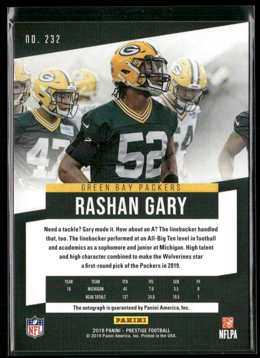 2019 Panini Prestige #232 Rashan Gary Rookie Xtra Points Signatures