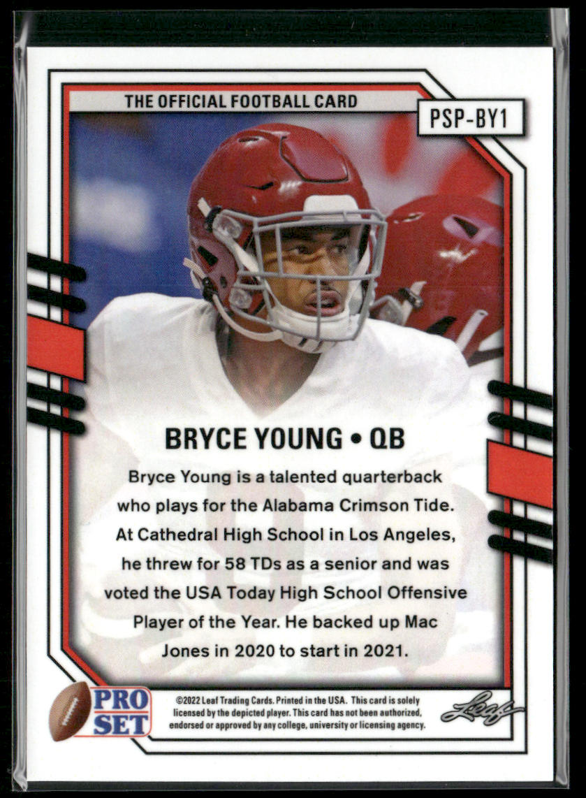 2022 Leaf Pro Set Bryce Young Red White Blue PSP-BY1