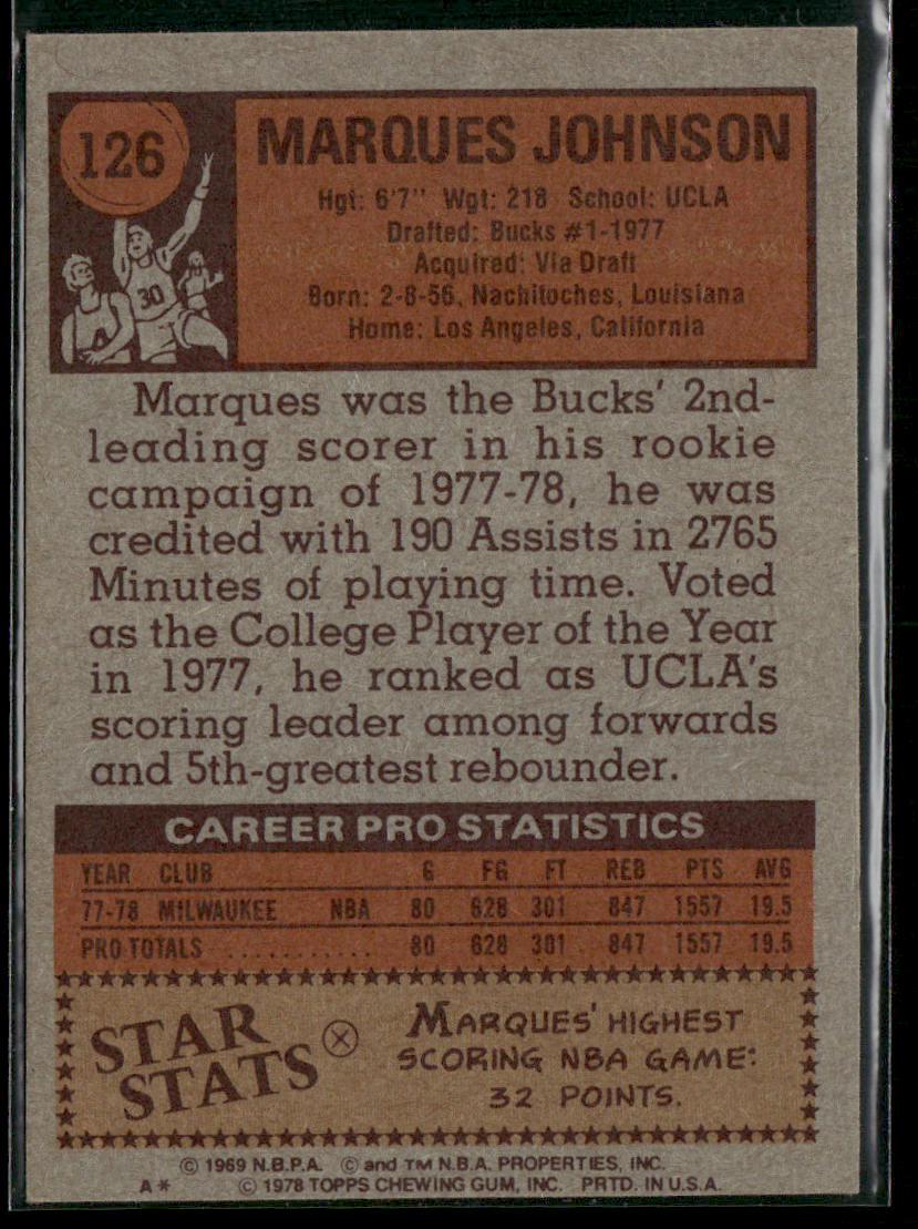 1978-79 Topps #126 Marques Johnson