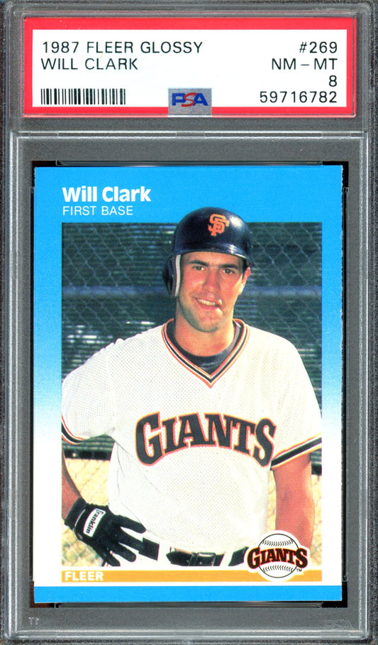 1987 Fleer Glossy #269 Will Clark PSA 8