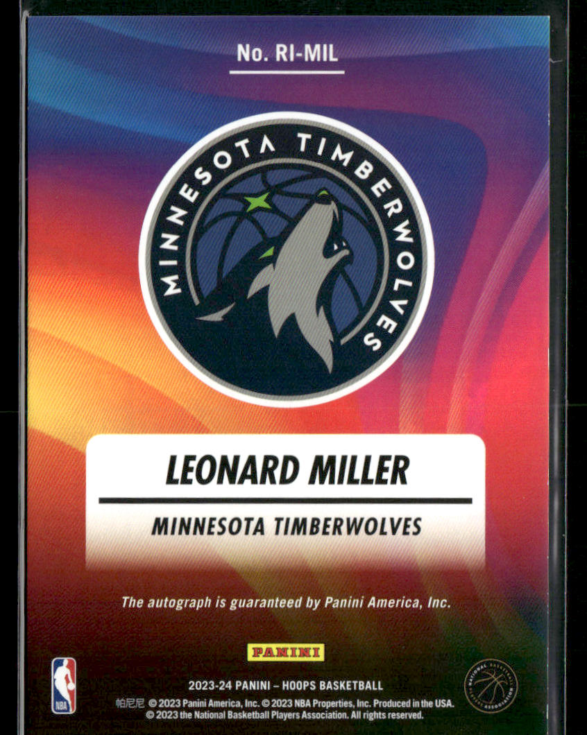 2023-24 panini hoops Leonard Miller RI-MIL RC Auto