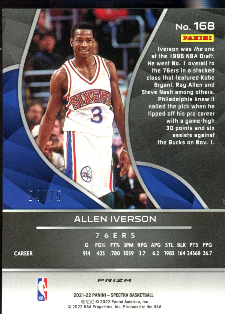 2021-22 Panini Spectra #168 Allen Iverson Asia Red & Yellow