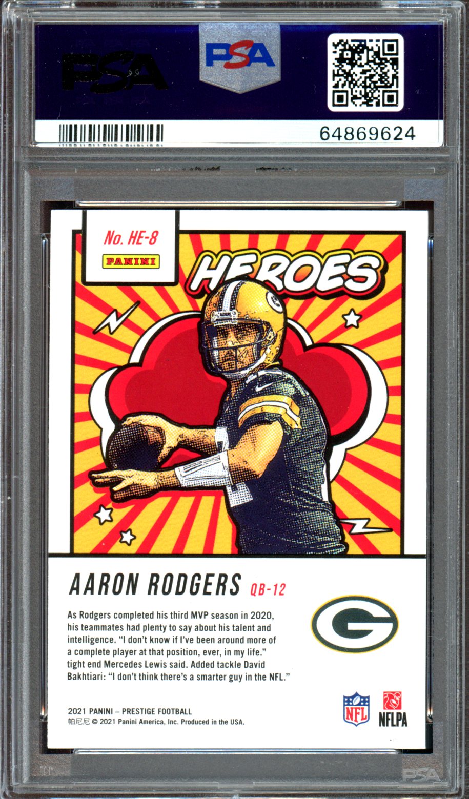 2021 Panini Prestige Heroes #HE-8 Aaron Rodgers Heroes PSA 9