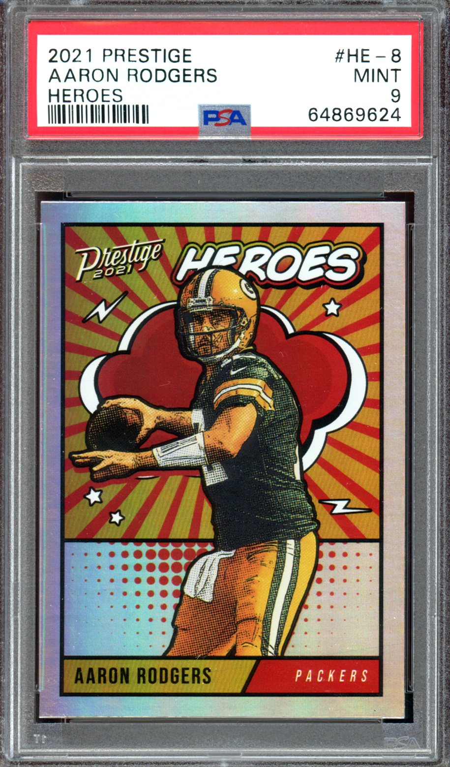 2021 Panini Prestige Heroes #HE-8 Aaron Rodgers Heroes PSA 9