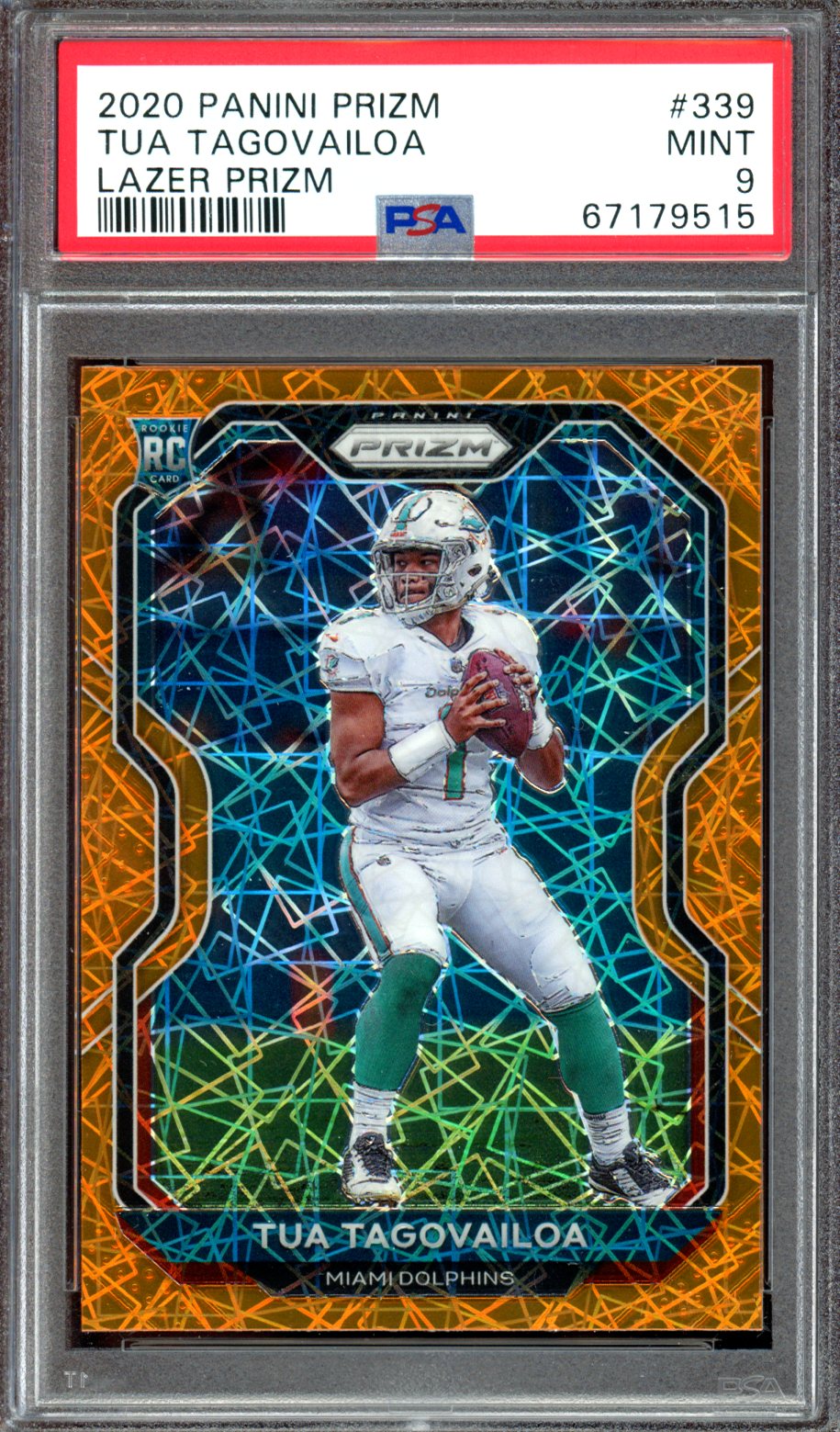 2020 Panini Prizm #339 Tua Tagovailoa Lazer Prizm PSA 9