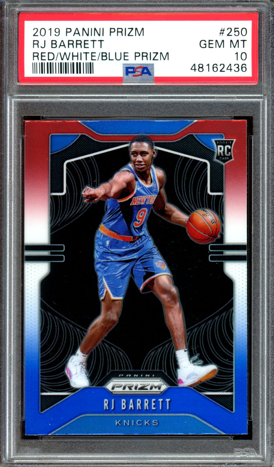 2019 Panini Prizm #250 Rj Barrett Red/White/Blue Prizm PSA 10