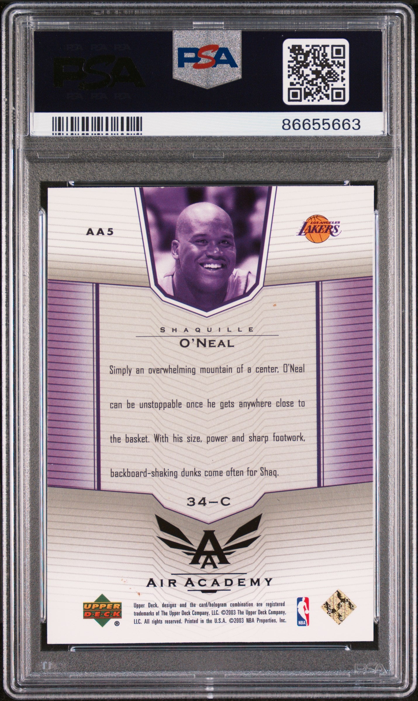 2003 Upper Deck Air Academy #AA5 Shaquille O'Neal Air Academy PSA 9