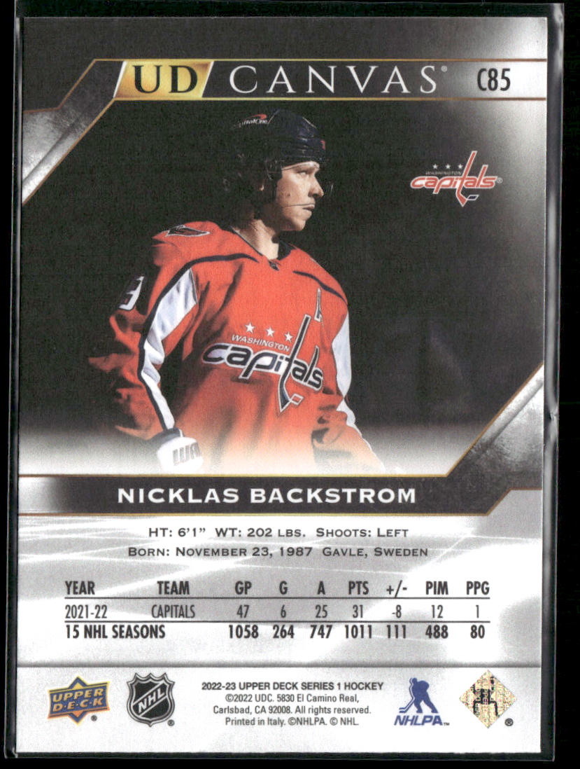 2022-23 Upper Deck #C85 Nicklas Backstrom UD Canvas Black & White